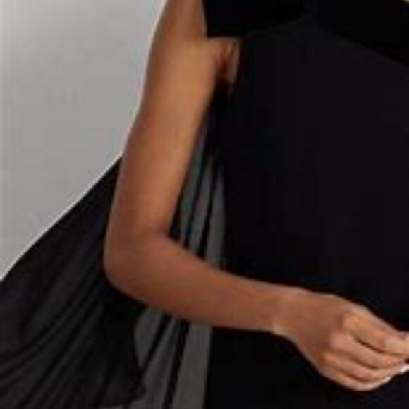 Lauren Ralph Lauren Chiffon One-Shoulder Dress Velvet Bow Cocktail Party NEW! 6 - Picture 4 of 4